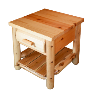 Cedar Side Table – Drawer + Shelf
