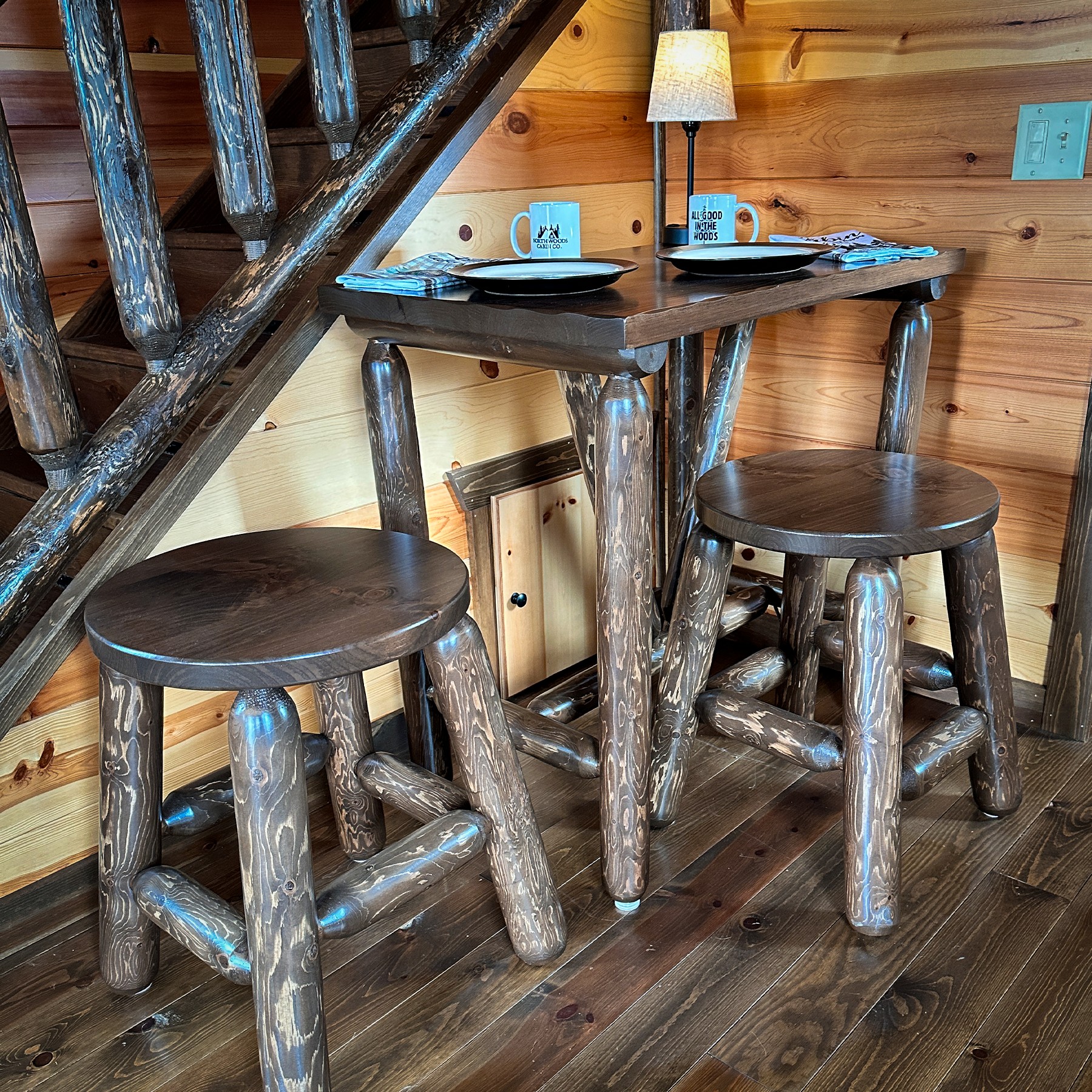 Cedar Dining Set - Table + 2 Stools - Image 2