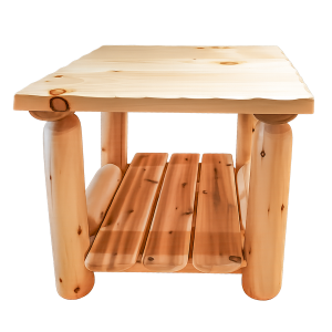 Cedar Side Table – Log Shelf