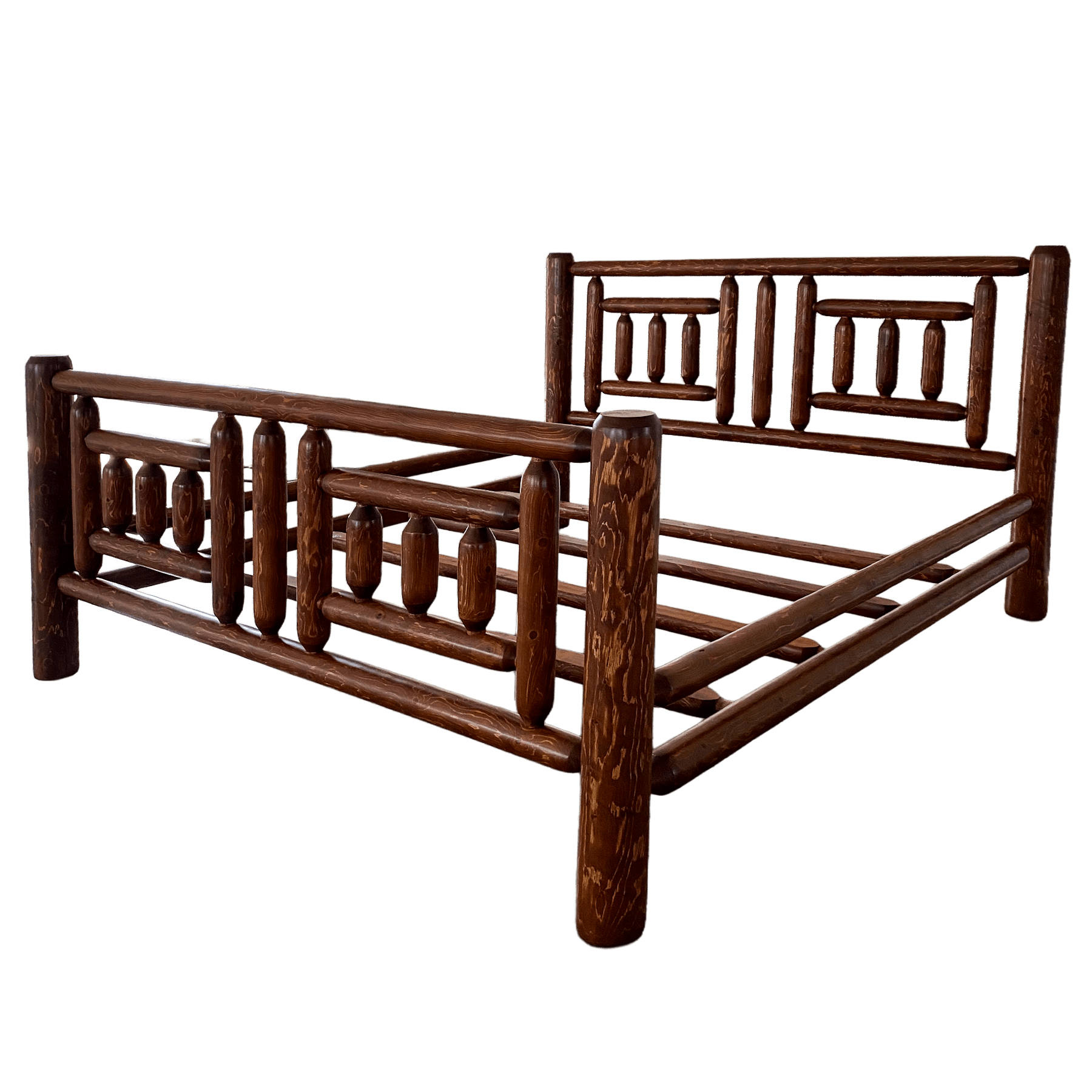 Elegant rustic log Queen-size bed frame.